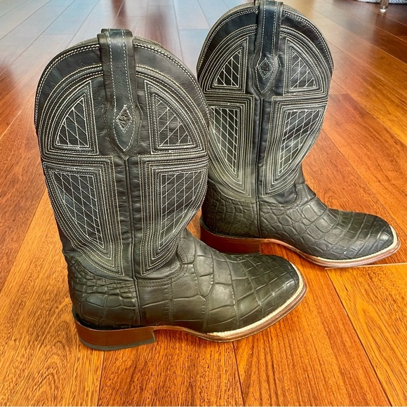 Stetson BLACK FALLS ALLIGATOR COWBOY BOOT size 9 1/2 EE - Picture 7 of 16